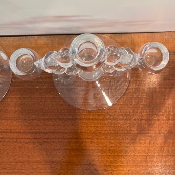 Pair of Vintage Hughes Cornflower Imperial Tri (3) Tier Bubble Candle Holders - Picture 6 of 6